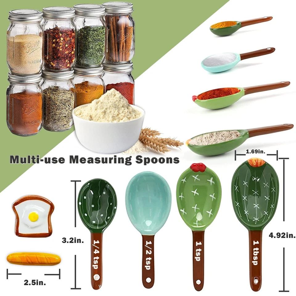 Cactus Measuring Spoons Set,Cacti Measuring Cup and Spoons with Holder and Sp... - Image 4 of 4