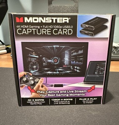 Monster 4K HDMI Gaming Capture Card Full HD 1080p with USB 3.0 New( Open Box )