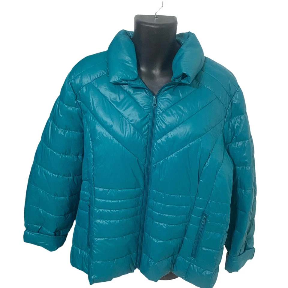 Women's Lane Bryant Blue Turquoise, The Packable Puffer" Jacket - Sz 26/28 - Image 2 of 4