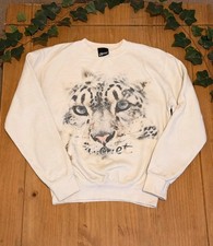 Ratchet Clothing Snow Leopard Graphic Cream Crewneck Sweatshirt Jumper Size S