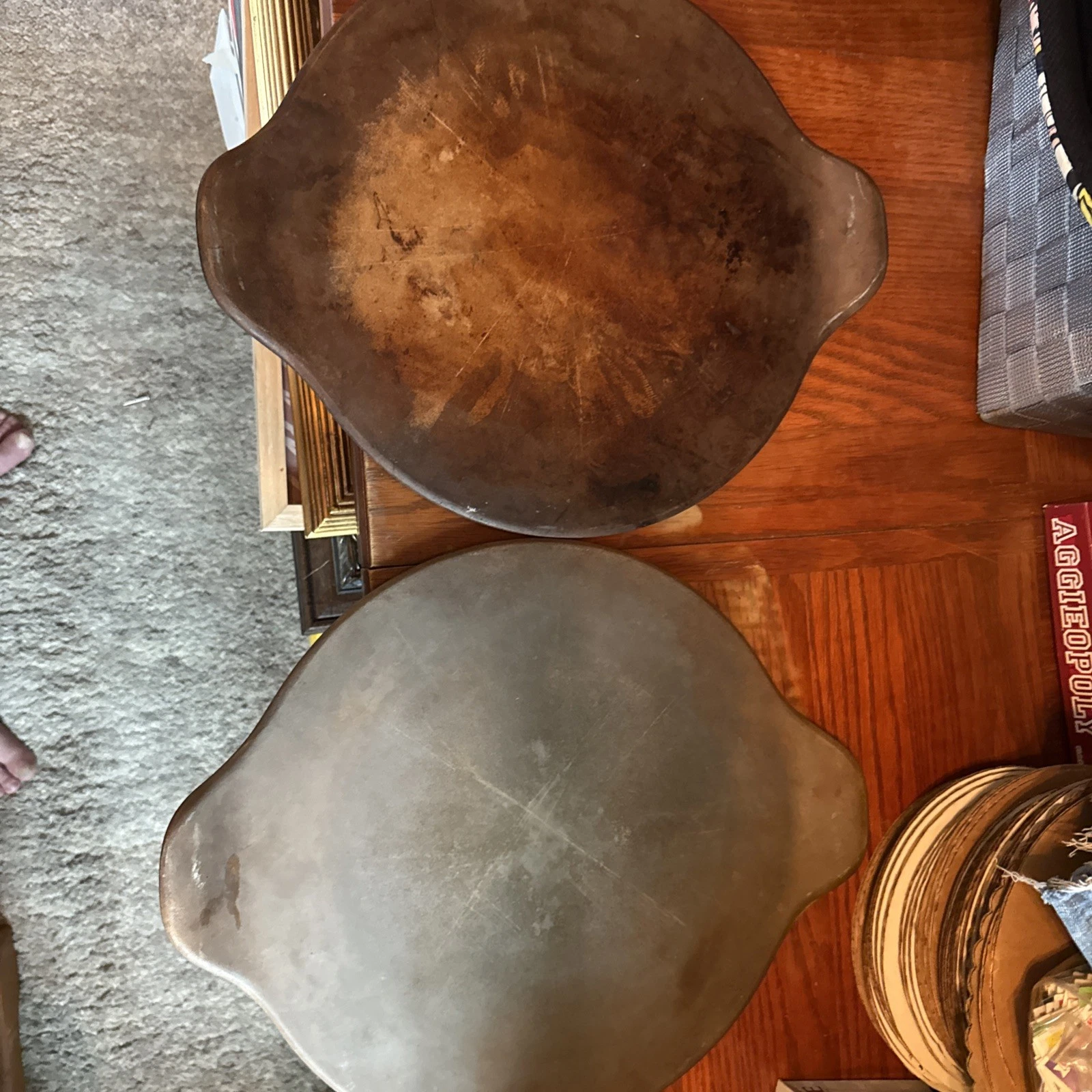 Set Of Two Pampered Chef 15" Round Pizza Stone with Handles Large