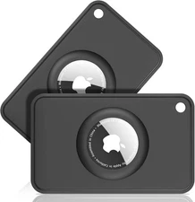 2-Pack Airtag Wallet Holder - Silicone Slim Card for Black