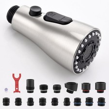 Pull Down Kitchen Faucet Sprayer Head Replacement Part with 15 Adapters, 3 Fu...