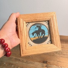 Native American Navajo Sand Painting “End Of Trail” Framed 6 X6 ”