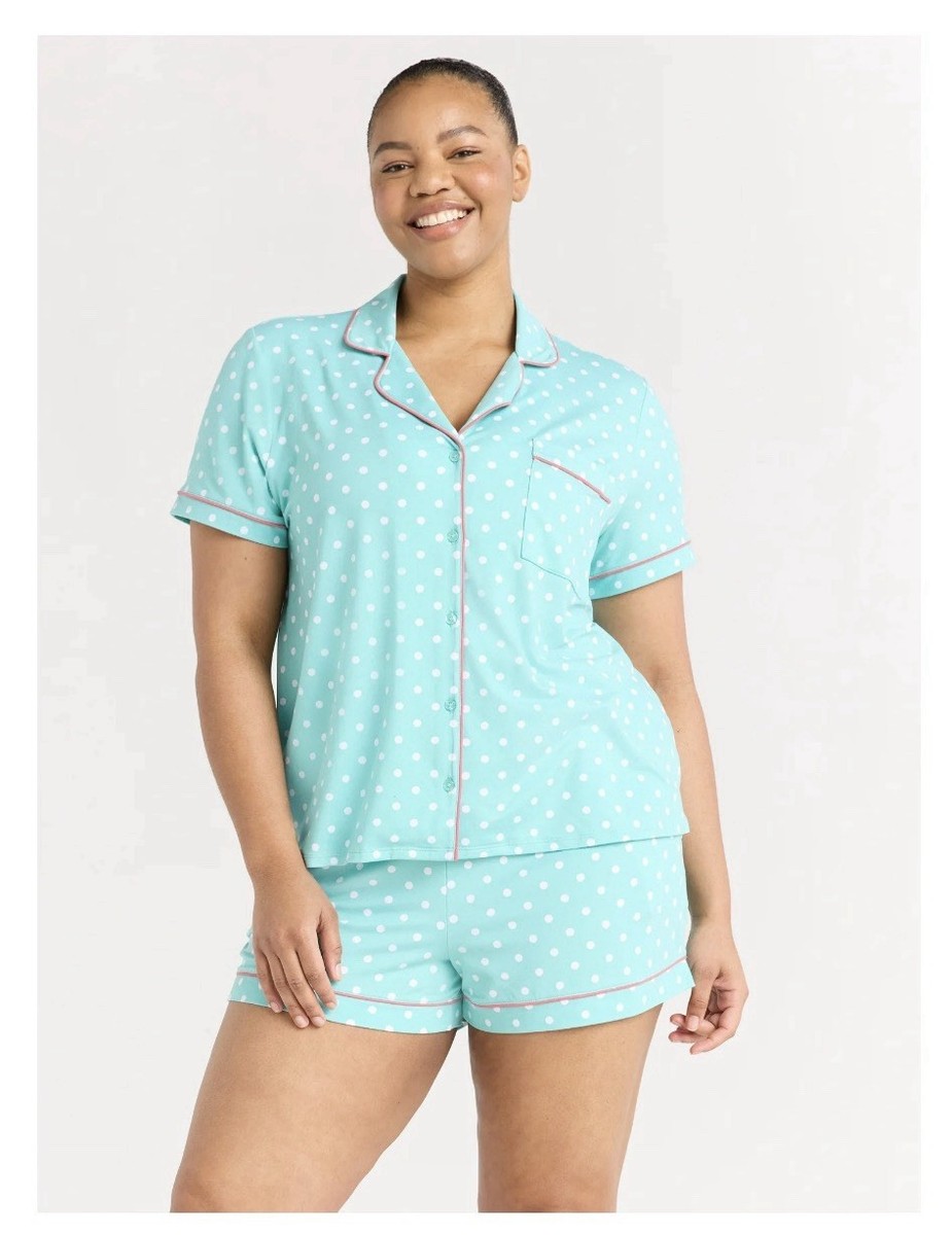 2-Piece JOYSPUN Women's 3X Notch Collar Top Shorts Knit Pajama