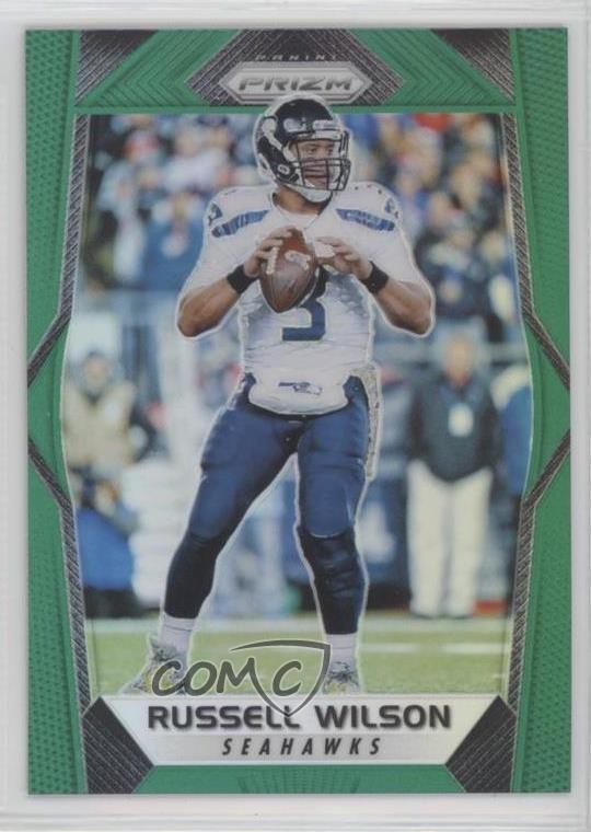 2017 Panini Prizm Green Prizm Russell Wilson #127 h5t