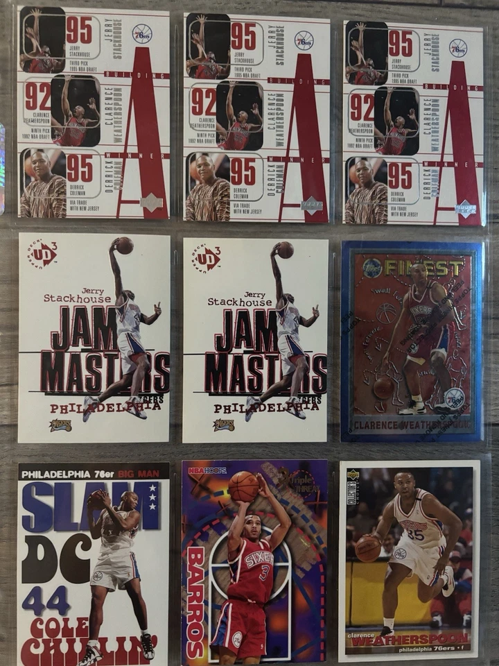 Colección de tarjetas de baloncesto de la NBA Philadelphia 76ers años 90, lote de 87 tarjetas Foto 3 de 4