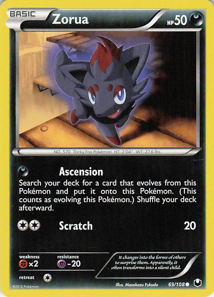 Zorua 69/108 Common Dark Explorers Pokemon Lightly Played