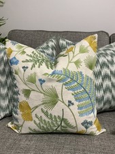 16”x 16” Cushion Cover, John Lewis’s Laurel Embroidered Fabric, Tranquil Blue