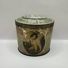 Jugendstil Dame Portrait Blechdose um 1900-1920 Antik Deko Vorratsdose
