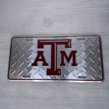 Texas A M Diamond Plate Novelty License Plate Aggies NCAA Silver NEW