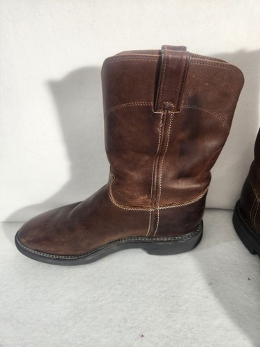 Justin Double Comfort Boot w/ Aged Leather Almond Toe Men's Size 10 Style 4740 - Picture 2 of 9