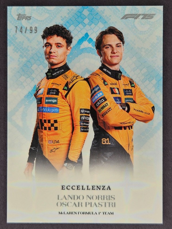 Lando Norris Oscar Piastri 74/99 2025 Topps Eccellenza La Squadra Blue F1