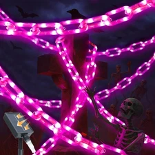 Halloween Decoration Solar Light String,13FT, 200 LED Purple Chain Lights. IP...