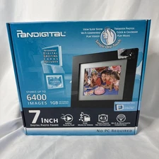 PanDigital 7" Digital Photo Frame Clock Calendar Alarm Stores Up to 6400 Images