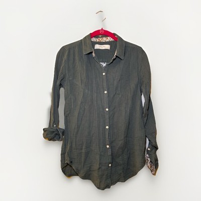 Isabella Sinclair Anthropologie Atlay Sheer Lace Back Shirt Blouse XS