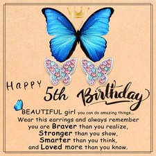 5th Birthday Gifts for Girls,Butterfly Earrings Birthday Christmas Jewelry Gifts