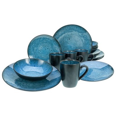 CreaTable 23630 Kombiservice Capri für 4 Personen, Steinzeug, blau (1 Set, 16-te