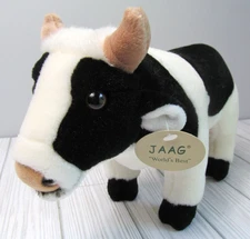 JAAG Cow Plush Black & White Utter Realistic Stuffed 13" Long Worlds Best Rare I