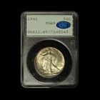 1941 50c Walking Liberty Half Dollar CAC MS 65- Free Shipping USA