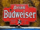 VINTAGE BUDWEISER PORCELAIN SIGN OLD BEER BOTTLE BEVERAGE ALCOHOL BAR BUD LITE