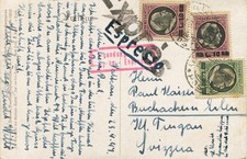 Lire 30 sur 20 n°109 sur carte postale express pour la Suisse