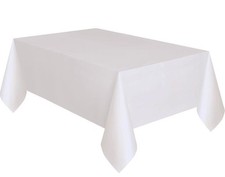 White Rectangular Plastic Table Cover 54"x108" - 1 Count, Premium Party Use