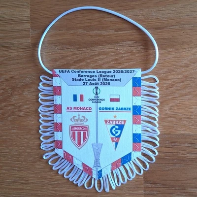 MONACO / GORNIK ZABRZE (Barrages - Confer. League 2027) - Fanion en tissu, neuf - Photo 1/2