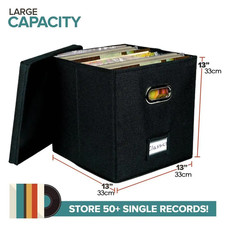 Vinyl Record Storage Box for up to 50 12-Inch Albums, Records Crate, LP Album S