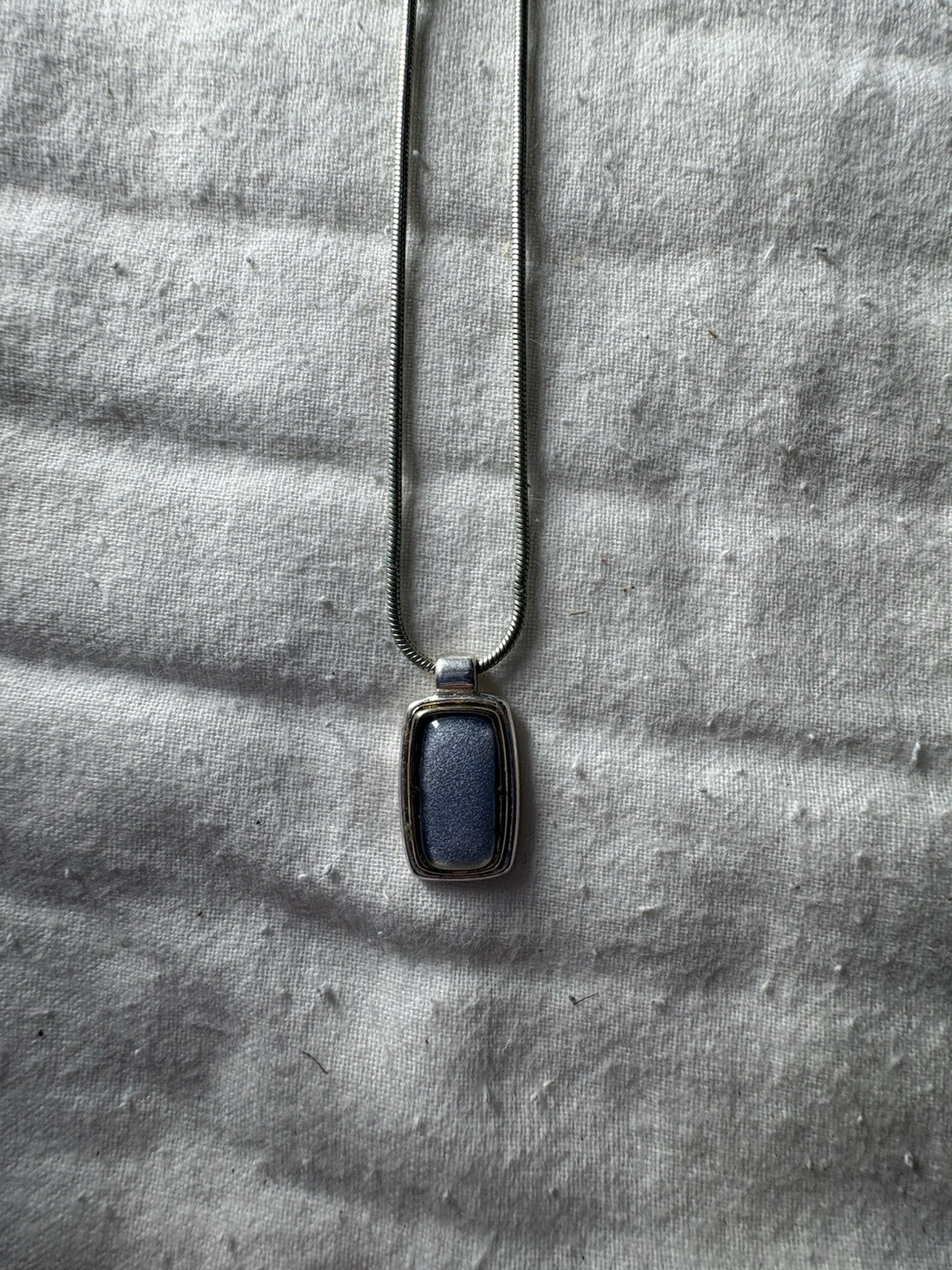 Pendant Necklace with Rectangular Blue Insert wit… - image 11