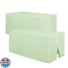 Hiasan Light Sage Green Waterproof Fitted Tablecloths 2 Pack, 30 x 48 Inch Te