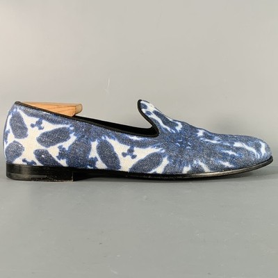 GIORGIO ARMANI Size 10.5 Blue White Tie Dye Canvas Slip On Loafers GIORGIO ARMANI Size 10.5 Blue White Tie Dye Canvas Slip On  main image 2