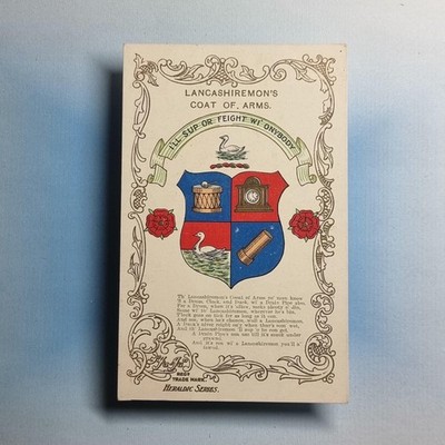 Lancashire Postkarte 1906 Mundart Gedicht Wappen Schild Wappen Jaja