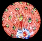 Millefiori Art Glass Peacock Paperweight Vintage Red Multi-color Murano Style 3"