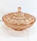 Vintage 1930s Indiana Glass Windsor Pink Depression Glass Covered Candy Dish