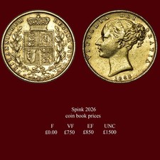 QUEEN VICTORIA 1863 Gold Sovereign , Second head
