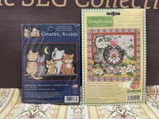 Janlynn Simplicities Cross Stitch KITTEN AND DAISIES Nighttime Meow Cat LOT NEW