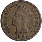 1891 Indian Head Cent Penny VF / XF SHARP LIBERTY