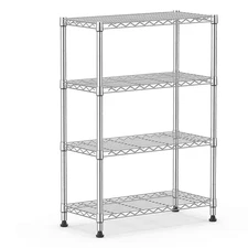 4-Tier Steel Adjustable Wire Garage Storage Shelving Unit in Chrome (29.5 In. W