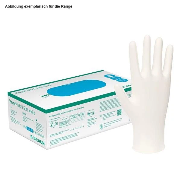 MARKENLOS VASCO Nitril Soft White Handschuhe Unsteril Puderfrei Latexfrei Untersuchung