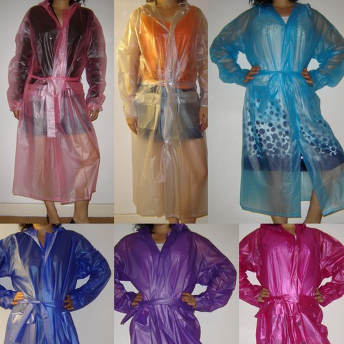 Transparent Plastic PVC Vinyl Raincoat MAC Regenmantel
