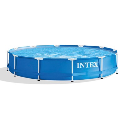 Intex Metal Frame 12 ft x 30 in Round Above Ground Outdoor Backyard Swimming Poo