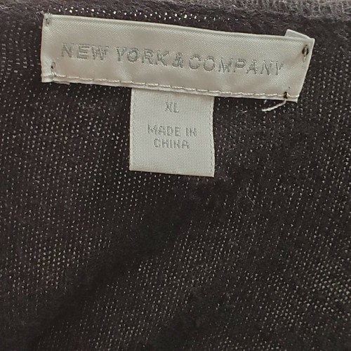 Cardigan nero New York & Company taglia XL con bottoni neri foderato in argento - Foto 4 di 6