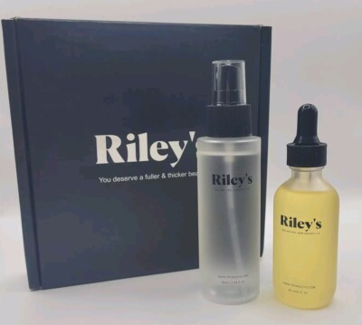 Riley's Men's Beard Growth Kit Refill - Hair Growth Oil & Disinfectant - NEW