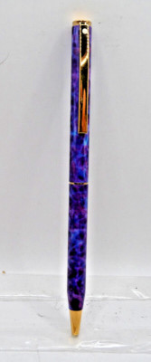 Sheaffer Vintage White Dot Purple and Blue  Swirl with gold trim ball pen--new