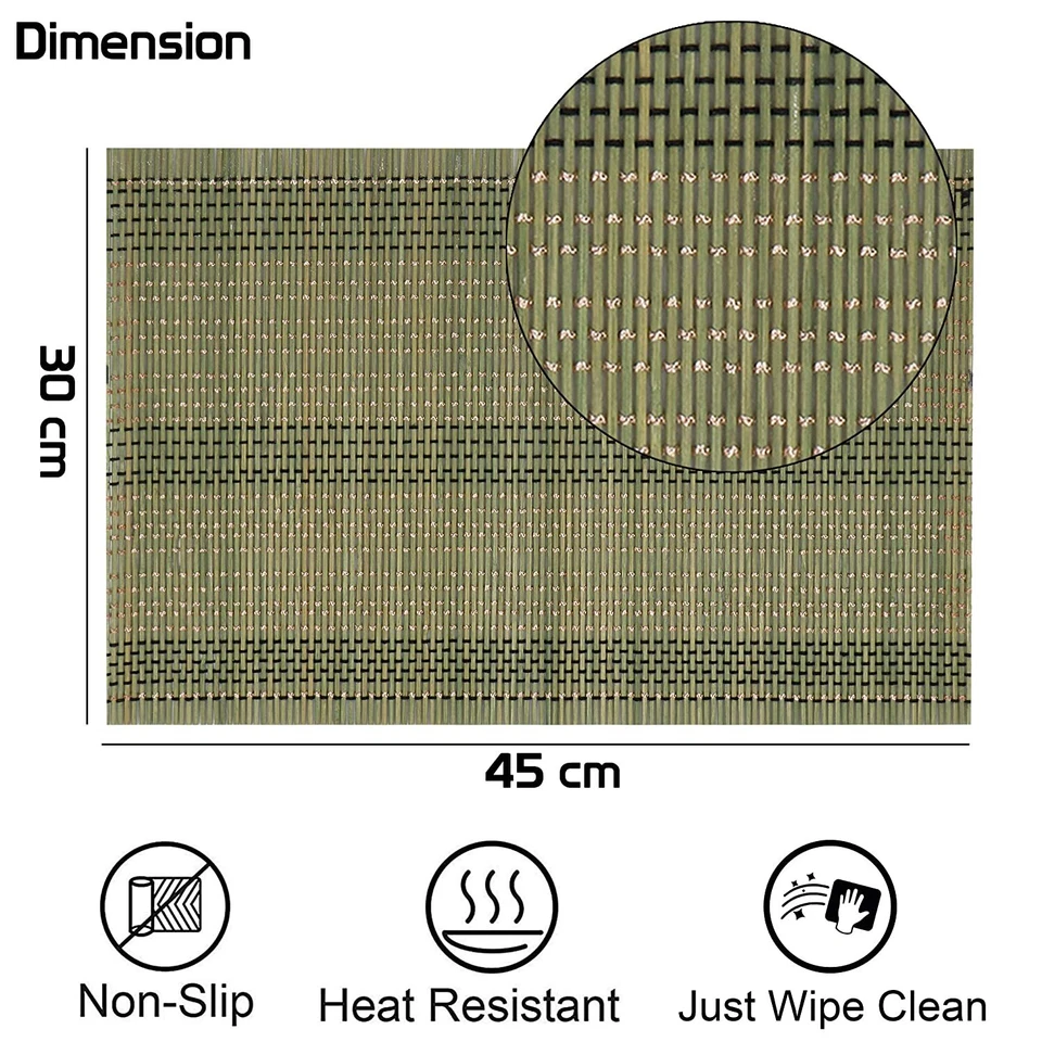 Reversible Bamboo Wooden Placemats for dining Set of 6 - Image 4 of 4