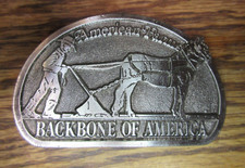 American Farms Belt Buckle Backbone of America Belt Buckle Silver Tone