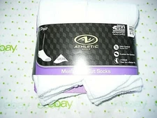 Athletic Works Men's Low Cut Socks Shoe Size 6-12 White 6 Pair USA Odor Control