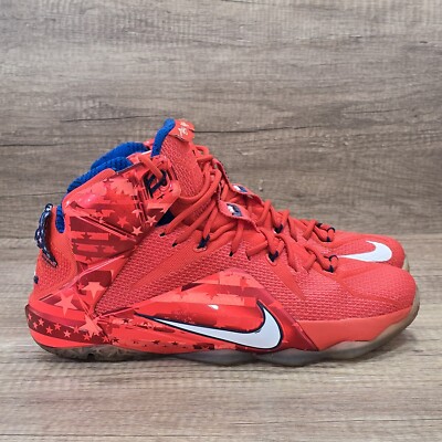 Nike Lebron XII 12 Independence Day Men's Size 10.5 Red Sneakers (684593-616)