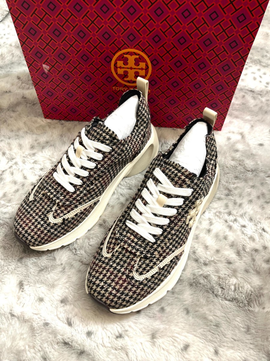Tory Burch Good Luck Herringbone Tweed Trainers MSRP$388 CHIC